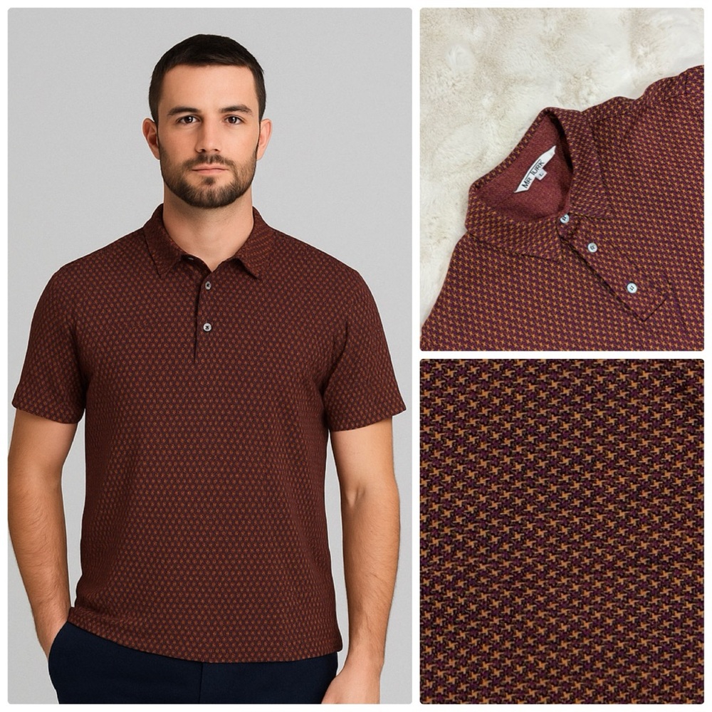 Mr. Turk patterned short sleeve polo - large